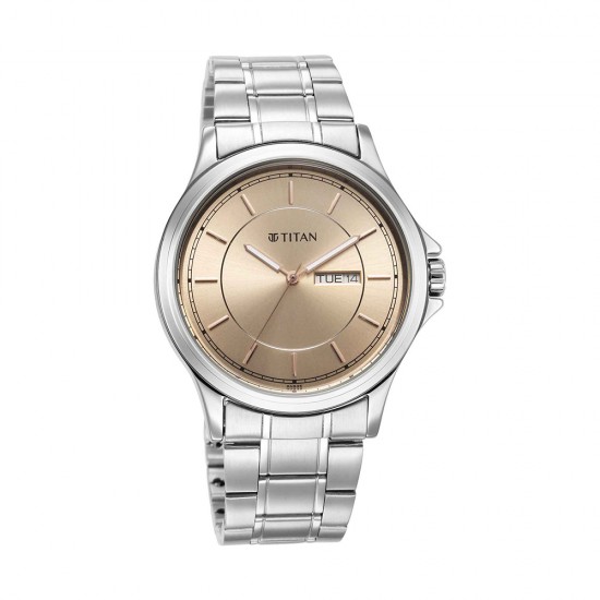 Titan Urban 1870SM03 Beige Dial Stainless Steel Strap Quartz Men's Watch Titan Urban 1870SM03 Beige Dial Stainless Steel Strap Quartz Men's Watch