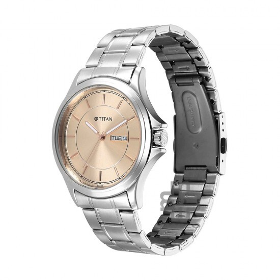 Titan Urban 1870SM03 Beige Dial Stainless Steel Strap Quartz Men's Watch