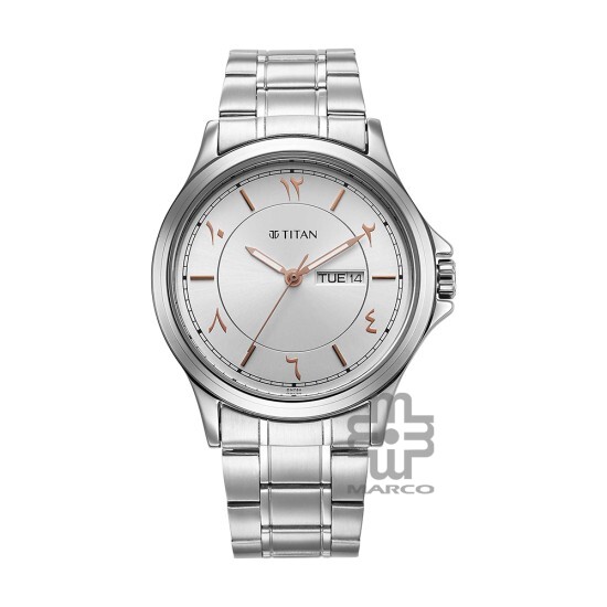 Titan Marhaba 1870SM05 Silver White Dial Stainless Steel Strap Quartz Men's Watch