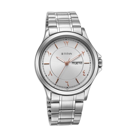 Titan Marhaba 1870SM05 Silver White Dial Stainless Steel Strap Quartz Men's Watch