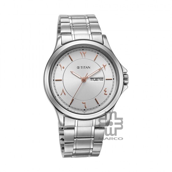 Titan Marhaba 1870SM05 Silver White Dial Stainless Steel Strap Quartz Men's Watch