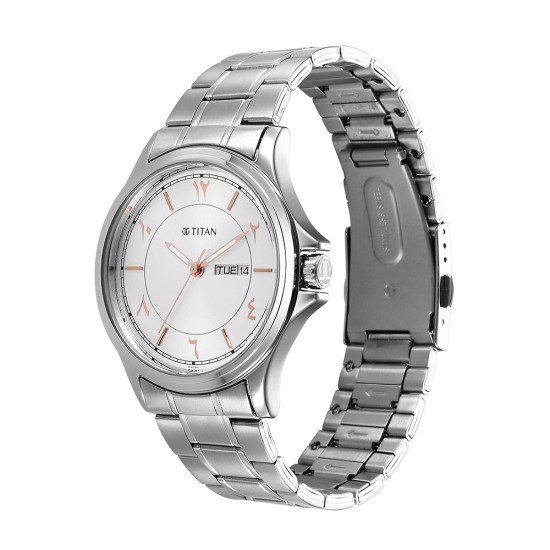 Titan Marhaba 1870SM05 Silver White Dial Stainless Steel Strap Quartz Men's Watch