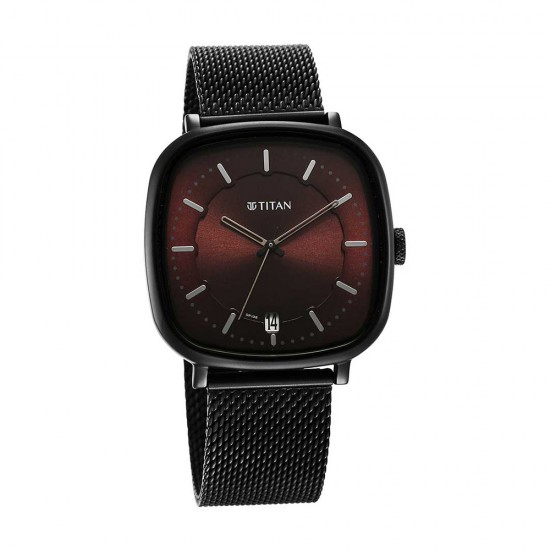 Titan Neo Curve 1885NM02 Brown Dial Stainless Steel Strap Quartz Men's Watch