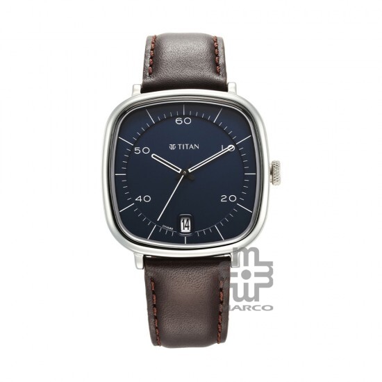 Titan Neo Curve 1885SL03 Blue Dial Leather Strap Quartz Men's Watch