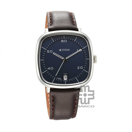 Titan Neo Curve 1885SL03 Blue Dial Leather Strap Quartz Men's Watch
