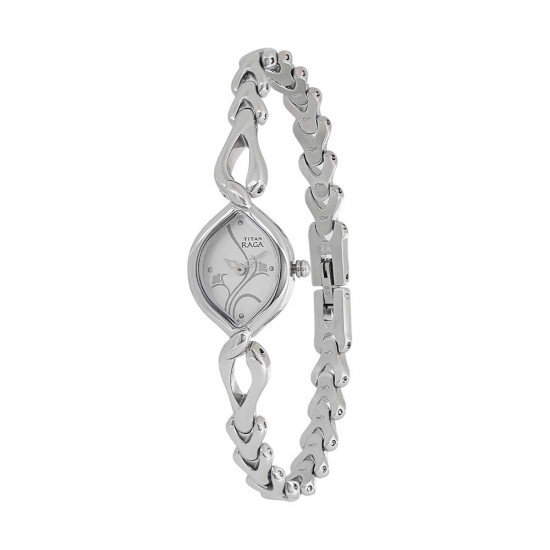 Titan Quartz 2455SM01 Silver Dial Metal Strap Quartz Women's Watch