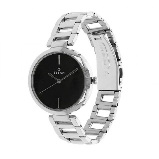 Titan Workwear 2480SM02 Black Dial Stainless Steel Strap Quartz Women's Watch