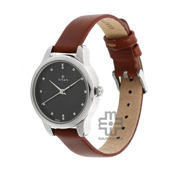 Titan Workwear 2481SL07 Black Dial Leather Strap Quartz Women's Watch