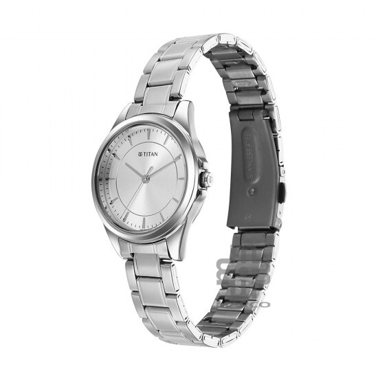 Titan Quartz 2565SM01 Silver Dial Stainless Steel Strap Women Watch
