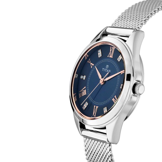Titan Sparkle 2565SM02 Blue Dial Stainless Steel Mesh Strap Quartz Women's Watch Titan Sparkle 2565SM02 Blue Dial Stainless Steel Mesh Strap Quartz Women's Watch