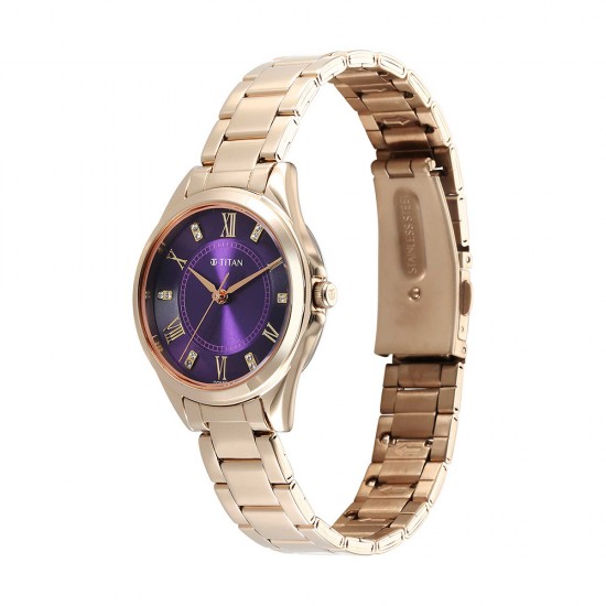 Titan Sparkle 2565WM06 Purple Dial Stainless Steel Strap Quartz Women's Watch