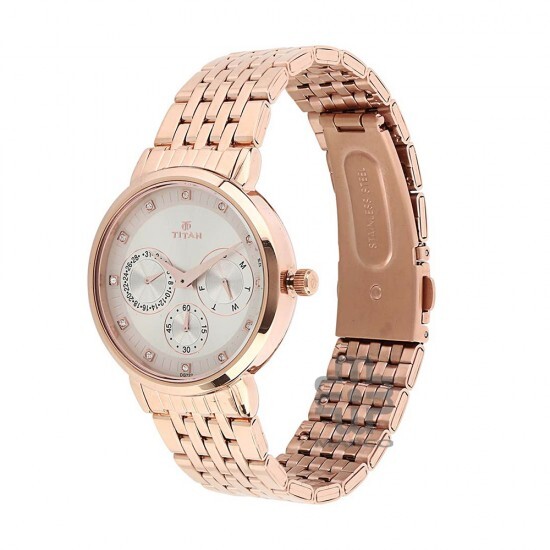 Titan Workwear 2569WM02 Beige Dial Stainless Steel Strap Quartz Women's Watch