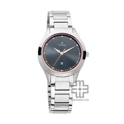 Titan Sparkle 2570SM07 Anthracite Dial Stainless Steel Strap Women Watch