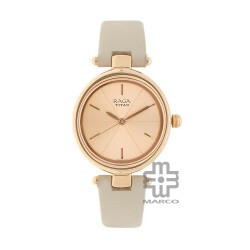 Titan Raga Viva 2579WL01 Rose Gold Dial Leather Strap Quartz Women's Watch