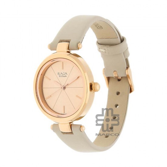 Titan Raga Viva 2579WL01 Rose Gold Dial Leather Strap Quartz Women's Watch