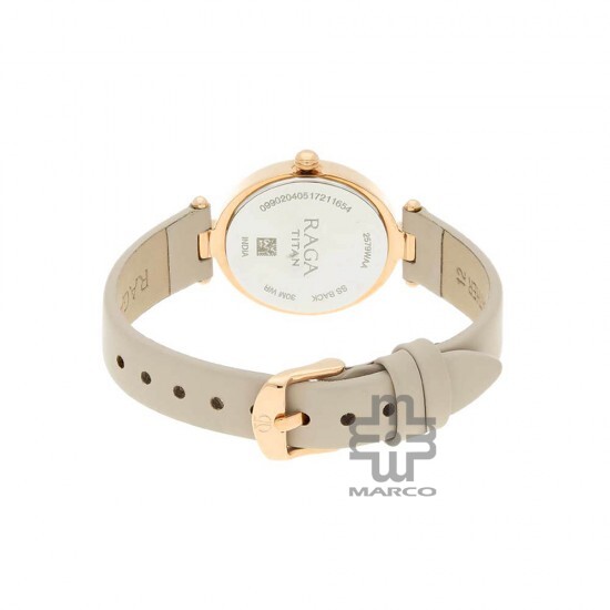 Titan Raga Viva 2579WL01 Rose Gold Dial Leather Strap Quartz Women's Watch