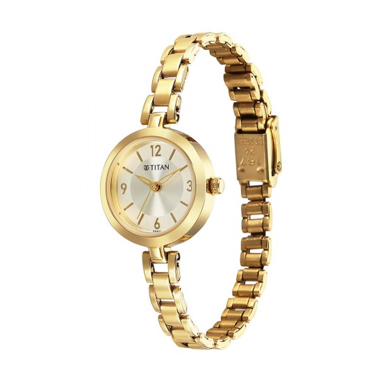 Titan Karishma 2598YM05 Gold Dial Stainless Steel Strap Quartz Women's Watch