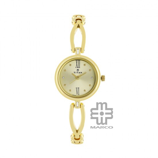 Titan Quartz 2601YM01 Champagne Dial Metal Strap Quartz Women's Watch
