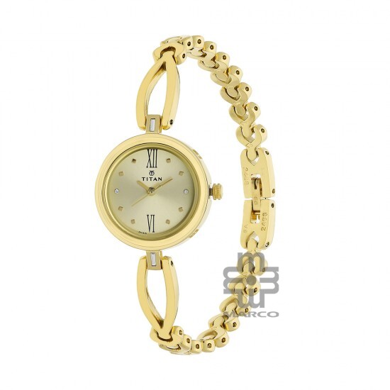 Titan Quartz 2601YM01 Champagne Dial Metal Strap Quartz Women's Watch