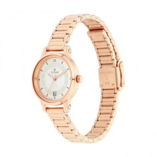 Titan Workwear 2602WM01 Date Silver Dial Stainless Steel Strap Quartz Women's Watch