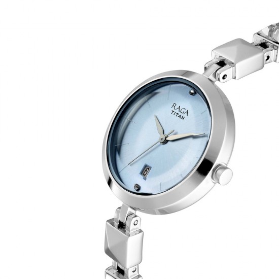 Titan Raga Viva 2606SM01 Blue Dial Metal Strap Quartz Women's Watch