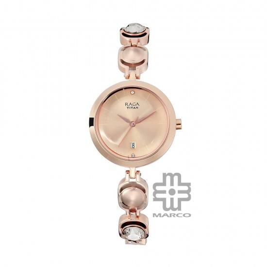 Titan Raga Viva 2606WM02 Rose Gold Dial Metal Strap Quartz Women's Watch Titan Raga Viva 2606WM02 Rose Gold Dial Metal Strap Quartz Women's Watch