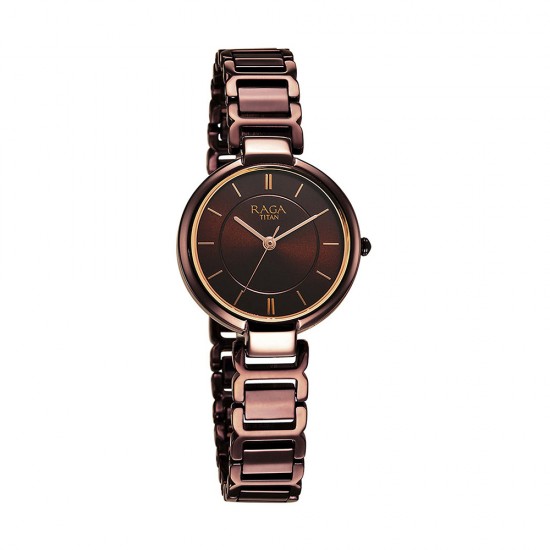 Titan Raga Women's Allure 2608QM02 Brown Dial with Metal Strap Women's Watch