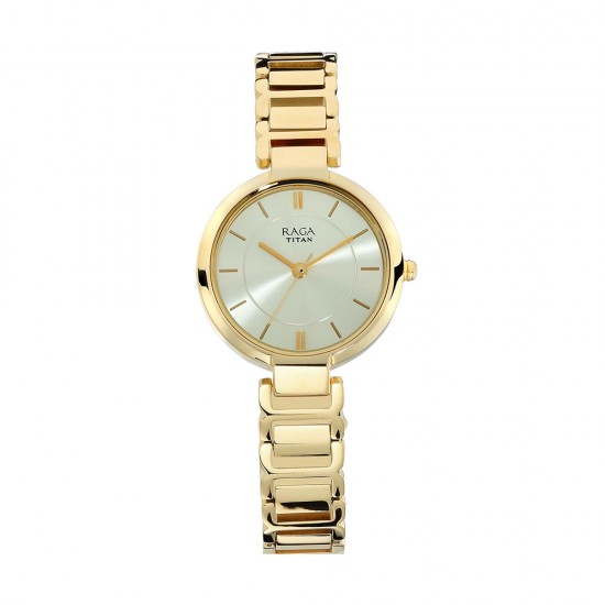 Titan Raga 2608YM01 Viva Champagne Dial Metal Strap Quartz Women's Watch Titan Raga 2608YM01 Viva Champagne Dial Metal Strap Quartz Women's Watch