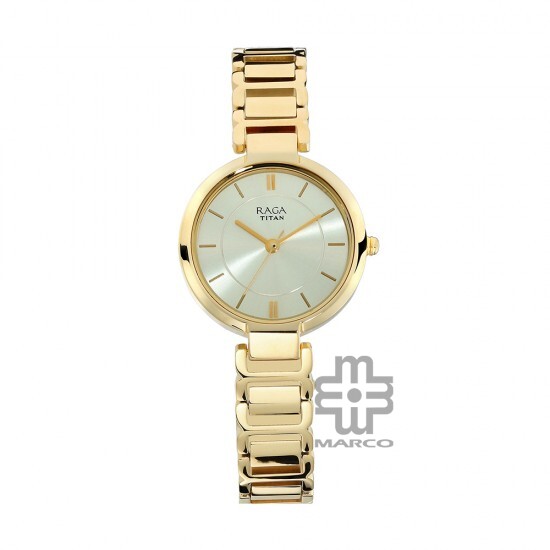 Titan Raga 2608YM01 Viva Champagne Dial Metal Strap Quartz Women's Watch