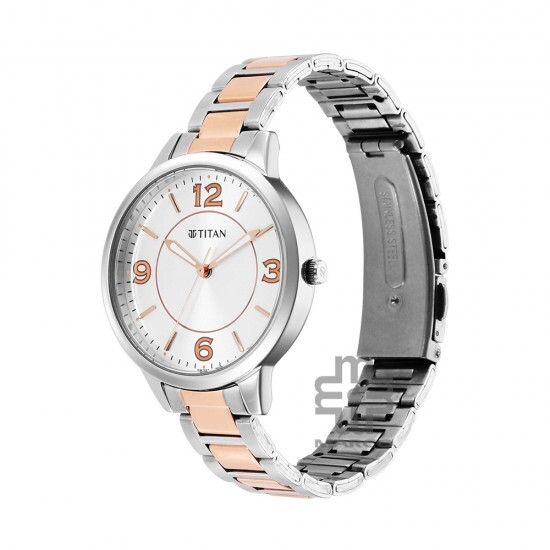 Titan Trendsetters 2617KM01 Silver White Dial Stainless Steel Strap Quartz Women's Watch