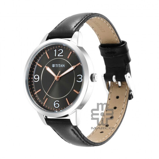Titan Trendsetters 2617SL04 Anthracite Dial Leather Strap Quartz Women's Watch