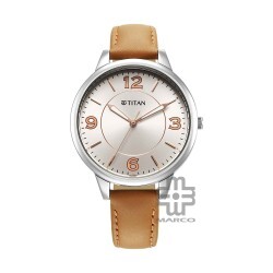 Titan Urban 2617SL07 Silver White Dial Leather Strap Quartz Women's Watch