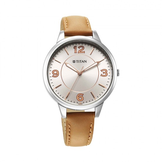 Titan Urban 2617SL07 Silver White Dial Leather Strap Quartz Women's Watch Titan Urban 2617SL07 Silver White Dial Leather Strap Quartz Women's Watch