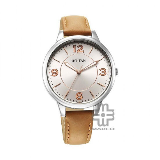 Titan Urban 2617SL07 Silver White Dial Leather Strap Quartz Women's Watch
