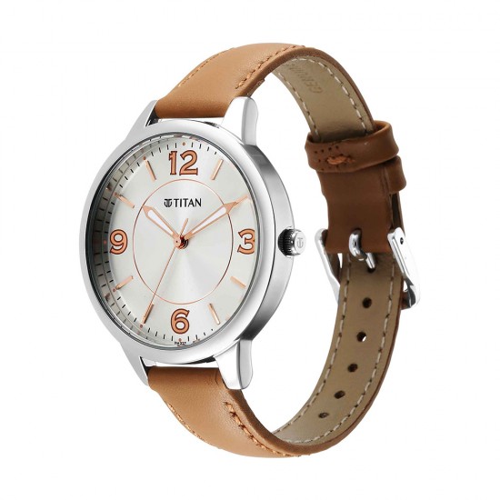 Titan Urban 2617SL07 Silver White Dial Leather Strap Quartz Women's Watch Titan Urban 2617SL07 Silver White Dial Leather Strap Quartz Women's Watch
