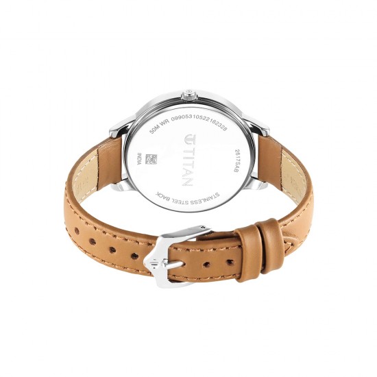 Titan Urban 2617SL07 Silver White Dial Leather Strap Quartz Women's Watch Titan Urban 2617SL07 Silver White Dial Leather Strap Quartz Women's Watch