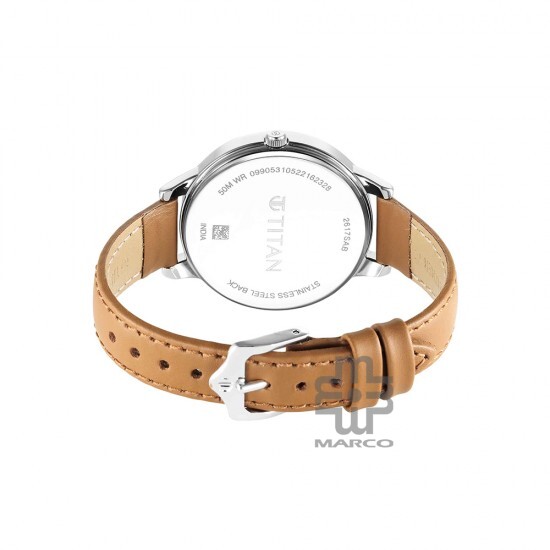 Titan Urban 2617SL07 Silver White Dial Leather Strap Quartz Women's Watch