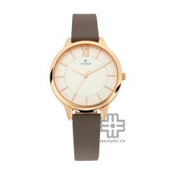 Titan Workwear 2617WL01 White Dial Leather Strap Quartz Women's Watch