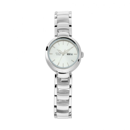 Titan Raga 2620SM01 Viva Silver Dial Metal Strap Quartz Women's Watch Titan Raga 2620SM01 Viva Silver Dial Metal Strap Quartz Women's Watch