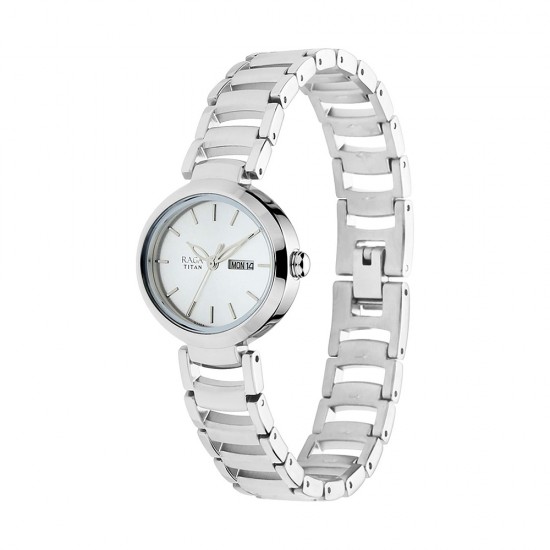 Titan Raga 2620SM01 Viva Silver Dial Metal Strap Quartz Women's Watch Titan Raga 2620SM01 Viva Silver Dial Metal Strap Quartz Women's Watch