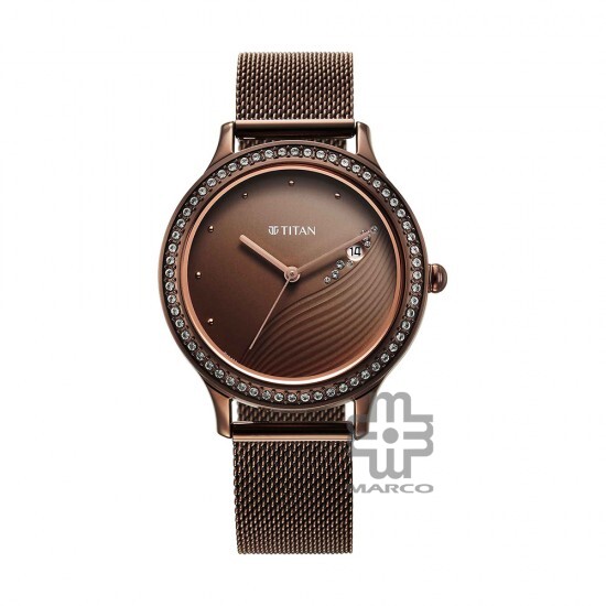 Titan Purple 2634QM01 Brown Dial Analog with Date Metal Strap Quartz Women's Watch