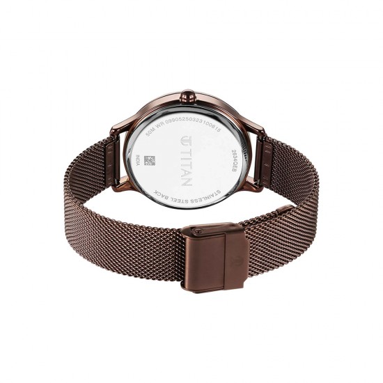 Titan Purple 2634QM01 Brown Dial Analog with Date Metal Strap Quartz Women's Watch Titan Purple 2634QM01 Brown Dial Analog with Date Metal Strap Quartz Women's Watch