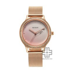 Titan Purple 2634WM05 Pink Dial Analog with Date Metal Strap Quartz Women's Watch
