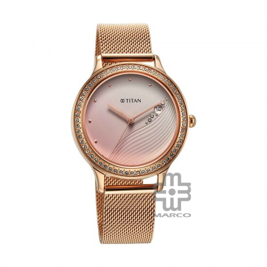 Titan Purple 2634WM05 Pink Dial Analog with Date Metal Strap Quartz Women's Watch