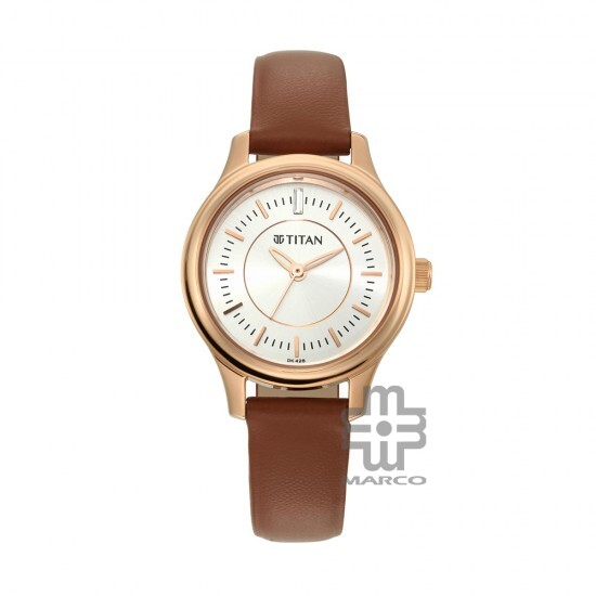 Titan Quartz 2638WL01 Silver Dial Leather Strap Women's Watch