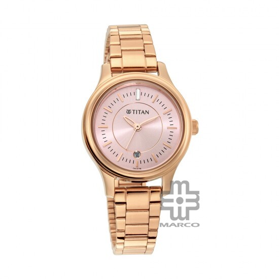 Titan Quartz 2638WM01 Rose Gold Dial Stainless Steel Strap Women's Watch