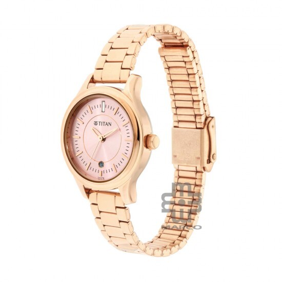 Titan Quartz 2638WM01 Rose Gold Dial Stainless Steel Strap Women's Watch