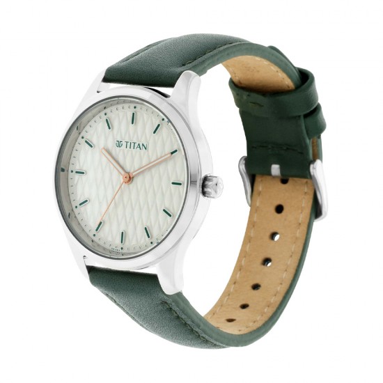 Titan Workwear 2639SL04 White Dial Leather Strap Quartz Women's Watch