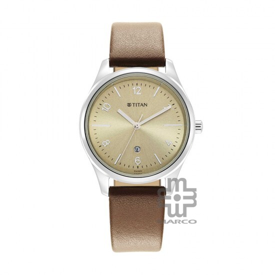 Titan Trendsetters 2639SL10 Beige Dial Leather Strap Quartz Women's Watch