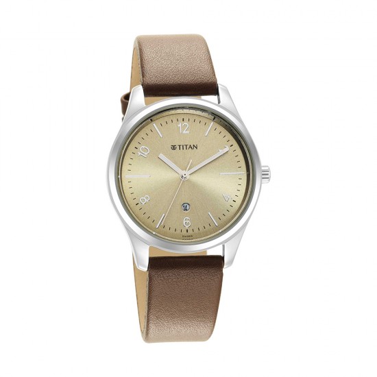 Titan Trendsetters 2639SL10 Beige Dial Leather Strap Quartz Women's Watch Titan Trendsetters 2639SL10 Beige Dial Leather Strap Quartz Women's Watch